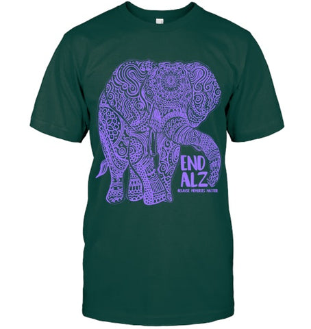 Image of Purple Elephant Alzheimer Awareness Apparel & gifts, END ALZ T Shirt