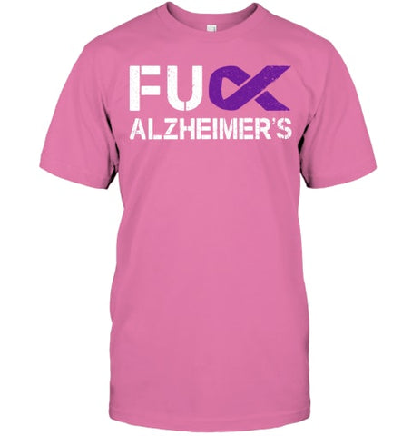 Image of Fuck FU Alzheimer s Awareness Month Purple Ribbon Fighter T Shirt