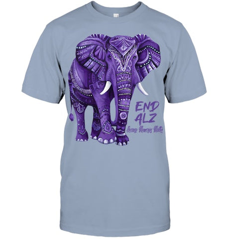 Image of Alzheimers Awareness Purple Elephant Awareness T Shirt