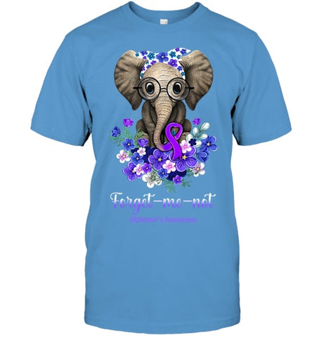 Image of Forget me not Alzheimer s Awareness Elephant Flower T Shirt