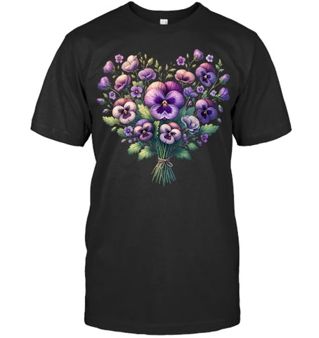 Image of Alzheimer purple floral pansy dementia alzheimer s awareness T Shirt (2)