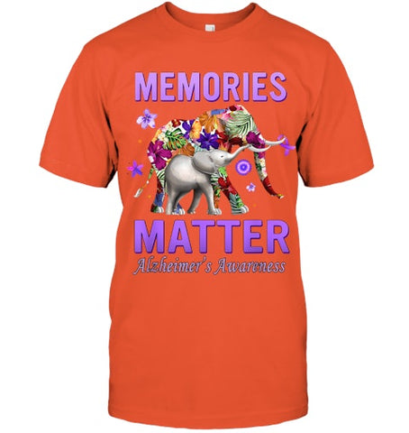 Image of Alzheimers Awareness Memories Matter Purple Elephant Womens T Shirt