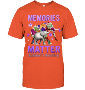 Alzheimers Awareness Memories Matter Purple Elephant Womens T Shirt