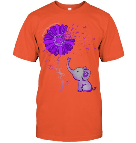 Image of Hope Fight Cure Elephant Alzheimer s Purple Ribbon T Shirt