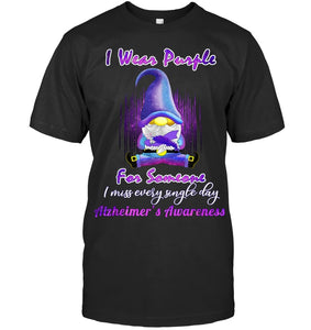 Alzheimer s Awareness Products I Wear Purple Ribbon Gnome T Shirt