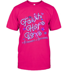 Alzheimer s Awareness Purple Ribbon Products Faith Hope Love T Shirt