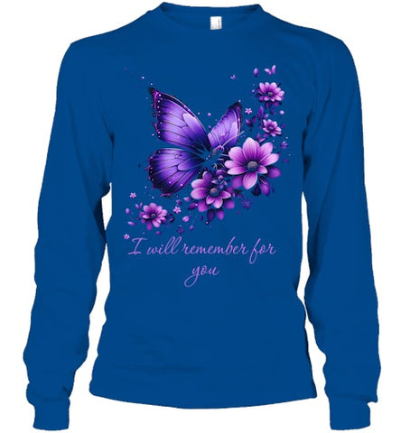 Image of Butterfly I Will Remember For You Alzheimer s Awareness T Shirt