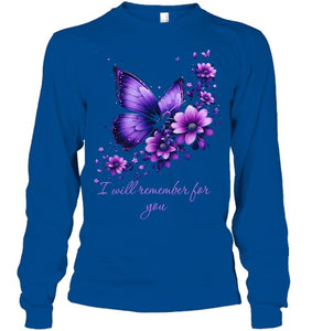 Butterfly I Will Remember For You Alzheimer s Awareness T Shirt