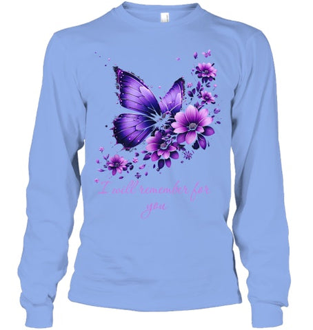 Image of Butterfly I Will Remember For You Alzheimer s Awareness T Shirt