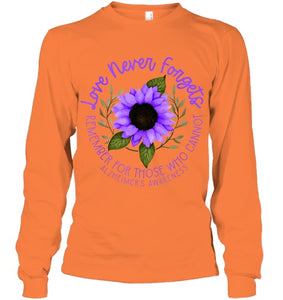 Alzheimer Awareness Tee for Men and Women Purple sunflower T Shirt