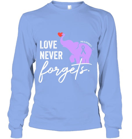 Image of End Alzheimers Shirt Love Never Forgets Alzheimers Awareness T Shirt