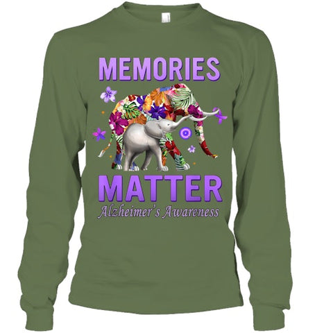 Image of Alzheimers Awareness Memories Matter Purple Elephant Womens T Shirt