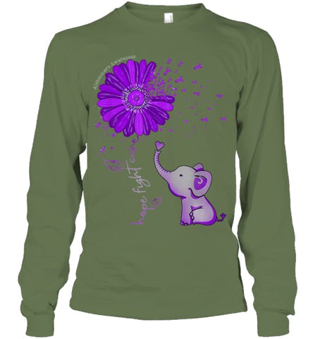 Image of Hope Fight Cure Elephant Alzheimer s Purple Ribbon T Shirt