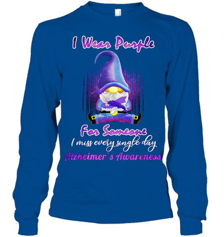 Image of Alzheimer s Awareness Products I Wear Purple Ribbon Gnome T Shirt