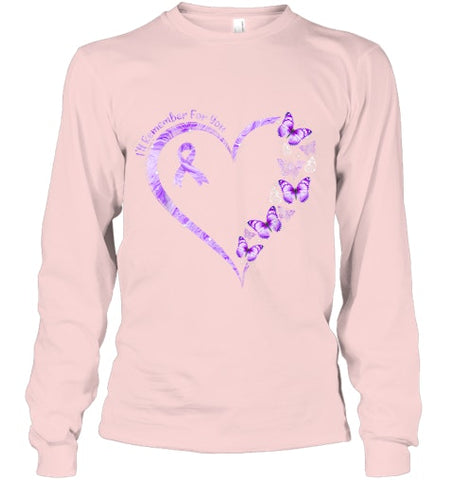 Image of I ll Remember For You Purple Butterfly Alzheimer s Awareness T Shirt