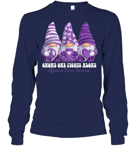 Image of Alzheimer s Disease Awareness Month Purple Ribbon Gnomies T Shirt