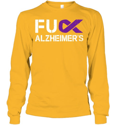 Image of Fuck FU Alzheimer s Awareness Month Purple Ribbon Fighter T Shirt