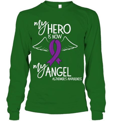 Image of My Hero is now my Angel Alzheimers Awareness T Shirt T shirt T Shirt