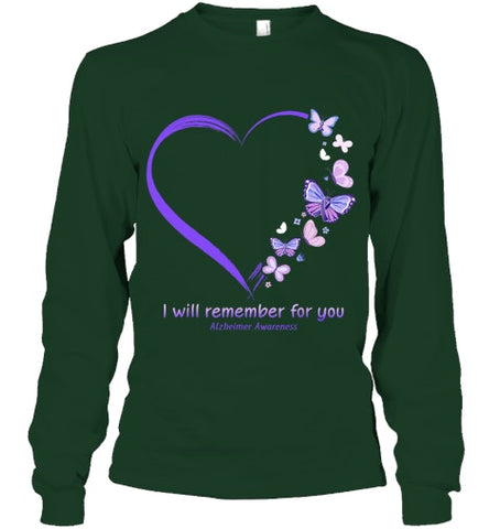 Image of I Will Remember For You Butterfly Alzheimer s Awareness T Shirt