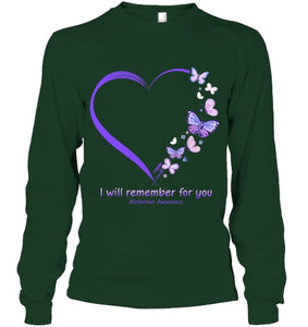 I Will Remember For You Butterfly Alzheimer s Awareness T Shirt