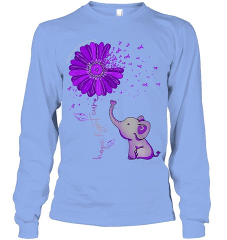 Image of Hope Fight Cure Elephant Alzheimer s Purple Ribbon T Shirt