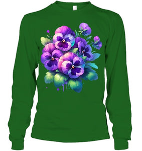 Alzheimer purple floral pansy dementia alzheimer s awareness T Shirt