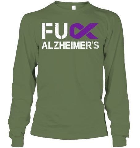 Image of Fuck FU Alzheimer s Awareness Month Purple Ribbon Fighter T Shirt