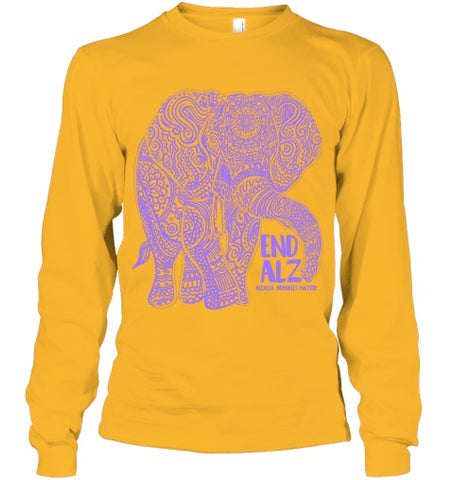 Image of Purple Elephant Alzheimer Awareness Apparel & gifts, END ALZ T Shirt