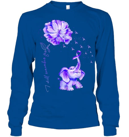 Image of I ll Remember For You Purple Elephant Alzheimer s Awareness T Shirt