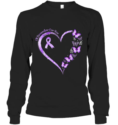 Image of I ll Remember For You Purple Butterfly Alzheimer s Awareness T Shirt