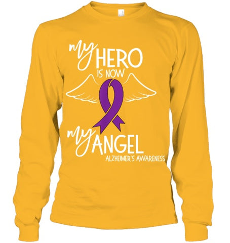 Image of My Hero is now my Angel Alzheimers Awareness T Shirt T shirt T Shirt