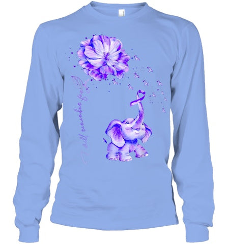 Image of I ll Remember For You Purple Elephant Alzheimer s Awareness T Shirt