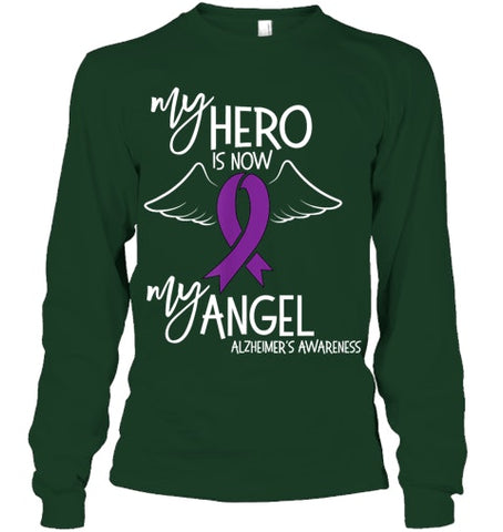 Image of My Hero is now my Angel Alzheimers Awareness T Shirt T shirt T Shirt