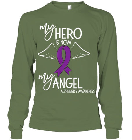 Image of My Hero is now my Angel Alzheimers Awareness T Shirt T shirt T Shirt