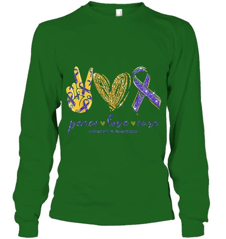 Image of Peace Love Cure Alzheimer s Awareness T Shirt