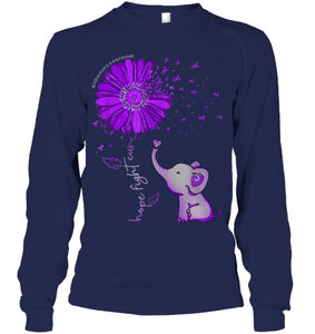 Hope Fight Cure Elephant Alzheimer s Purple Ribbon T Shirt