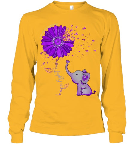 Image of Hope Fight Cure Elephant Alzheimer s Purple Ribbon T Shirt