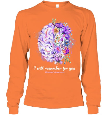 Image of I Will Remember For You Brain Alzheimer s Awareness T Shirt