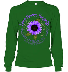 Alzheimer Awareness Tee for Men and Women Purple sunflower T Shirt