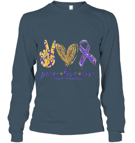 Image of Peace Love Cure Alzheimer s Awareness T Shirt