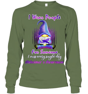 Alzheimer s Awareness Products I Wear Purple Ribbon Gnome T Shirt