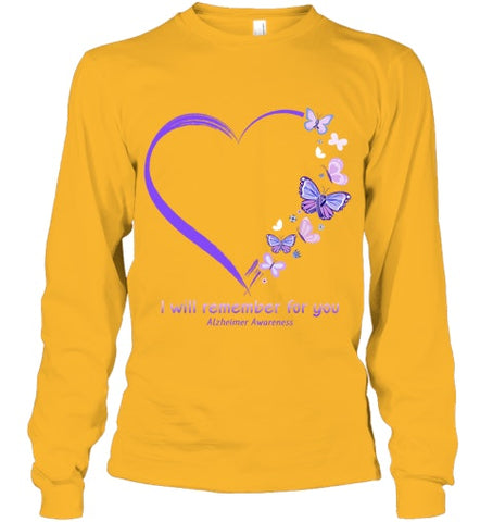 Image of I Will Remember For You Butterfly Alzheimer s Awareness T Shirt