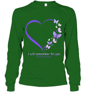 I Will Remember For You Butterfly Alzheimer s Awareness T Shirt