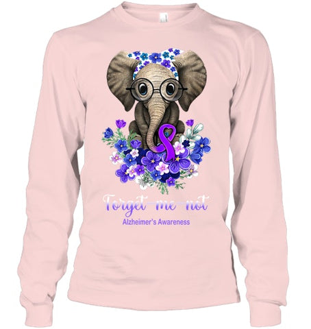 Image of Forget me not Alzheimer s Awareness Elephant Flower T Shirt