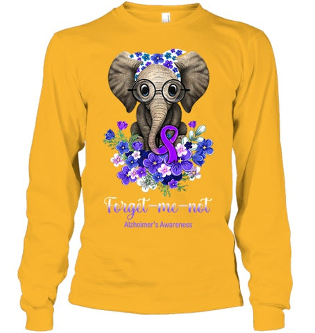 Image of Forget me not Alzheimer s Awareness Elephant Flower T Shirt