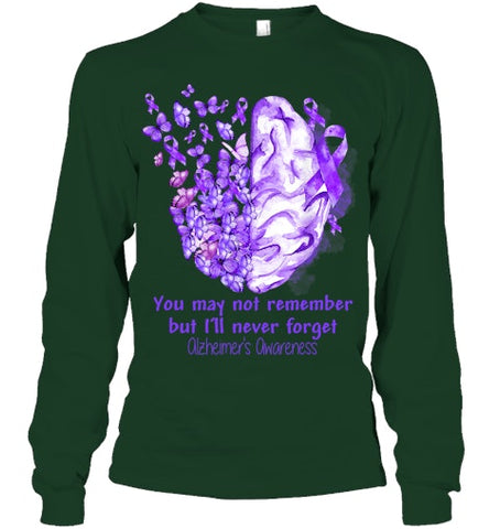 Image of Alzheimer s awareness, Dementia gift, Purple Butterfiles T Shirt