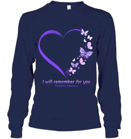 Image of I Will Remember For You Butterfly Alzheimer s Awareness T Shirt