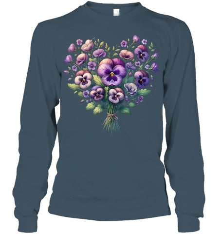 Image of Alzheimer purple floral pansy dementia alzheimer s awareness T Shirt (2)