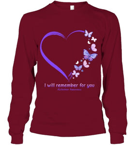 I Will Remember For You Butterfly Alzheimer s Awareness T Shirt