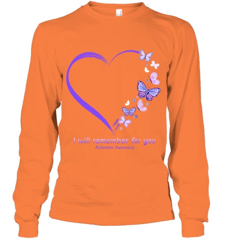 Image of I Will Remember For You Butterfly Alzheimer s Awareness T Shirt